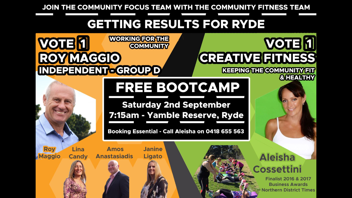 FREE MORNING BOOTCAMP @ Livvi's Place, Yamble Reserve + Meet Roy Maggio