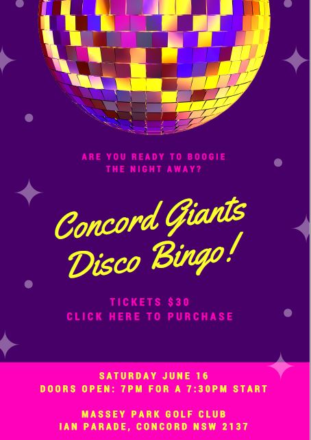 Concord Giants Disco Bingo Fundraiser