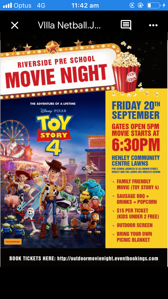 Outdoor Movie Night RIVERSIDE PRESCHOOL- Toy Story 4